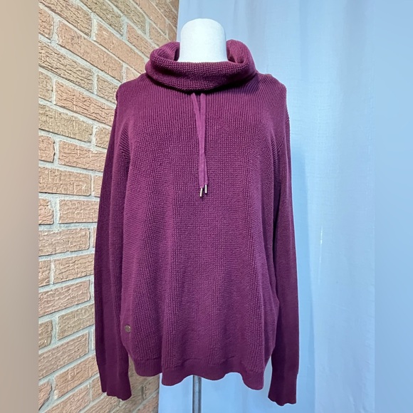 Lauren RL maroon waffle knit cowl neck sweater - XL - Picture 3 of 10